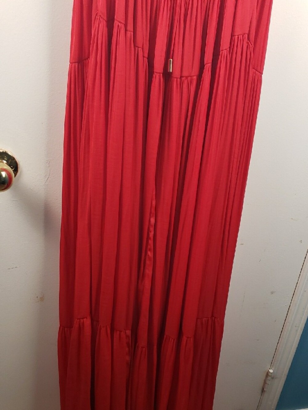 Free People Freya Red Maxi Dress - Elegant Spaghetti Strap Gown Size Large - Picture 10 of 16